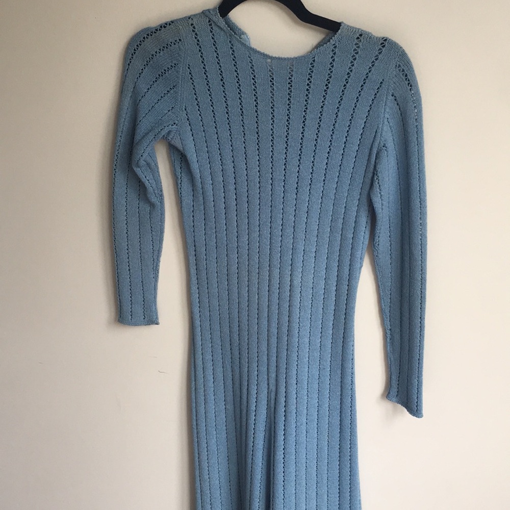 Hand knitted vintage baby blue dress